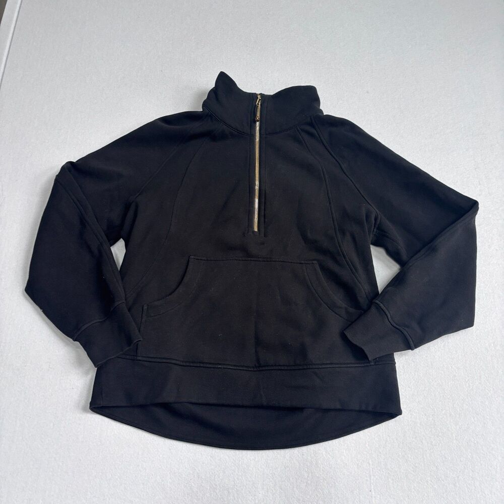 Lululemon Scuba Oversized Funnel-Neck Half Zip Long Women's M/L Black Gold Cozy.